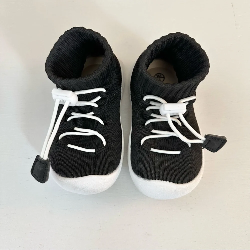 Black Knit Sock Slip on Walking Shoe 18 Months